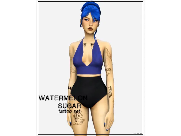 Mix Watermelon Sugar Tattoo Set - The Sims 4 Custom Content