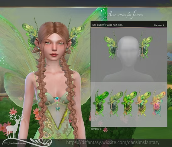 Alpha DSF Butterfly wing hair clips by simsfinds - The Sims 4 Custom Content