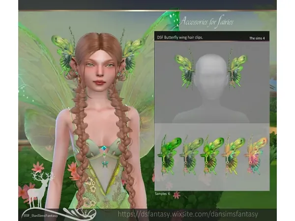 Alpha DSF Butterfly wing hair clips by dsfantasy - The Sims 4 Custom Content
