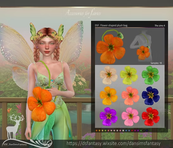 Alpha DSF Flower shaped plush bag by simsfinds - The Sims 4 Custom Content