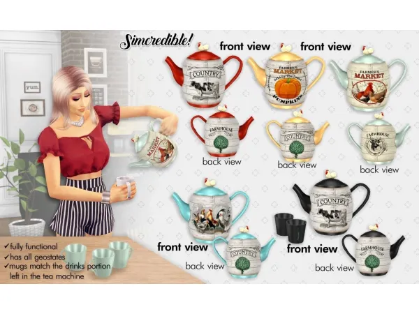Alpha Country Coffee Functional Tea Maker - The Sims 4 Custom Content