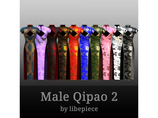 Alpha Male Qipao 2 by libepiece - The Sims 4 Custom Content