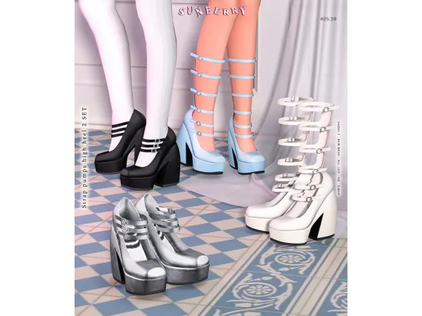 [SUNBERRY]#25.39_Strap pumps high heel 2SET