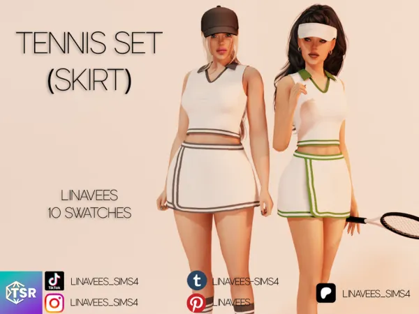 Alpha VERONICA TENNIS SET (SKIRT) by linavees - The Sims 4 Custom Content
