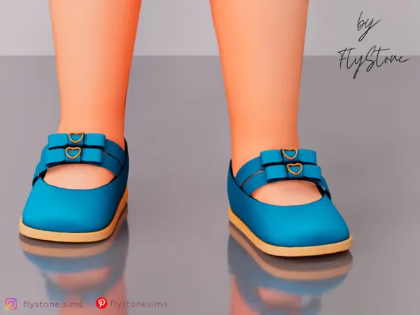 Alpha Toddler Flats With A Bow And Heart Brooch by FlyStone - The Sims 4 Custom Content