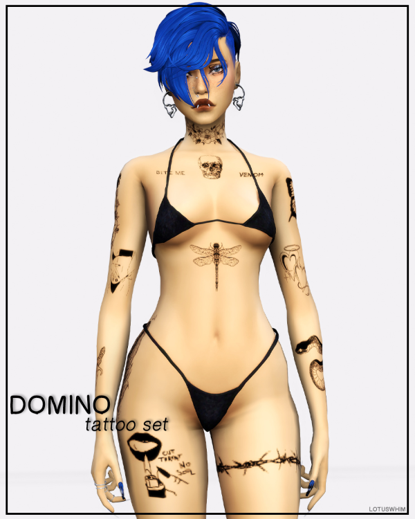 Mix Domino Tattoo Set by lotuswhimcc - The Sims 4 Custom Content