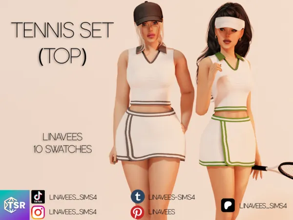 Alpha VERONICA TENNIS SET (TOP) by linavees - The Sims 4 Custom Content