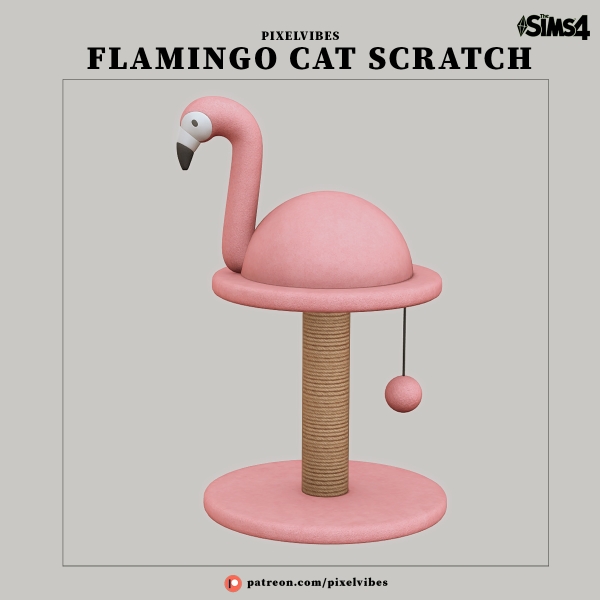 Mix Flamingo Cat Scratch Functional by pixelvibes - The Sims 4 Custom Content