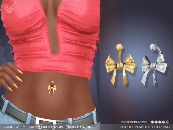 Alpha Double Bow Belly Piercing (eyebrow category) - The Sims 4 Custom Content