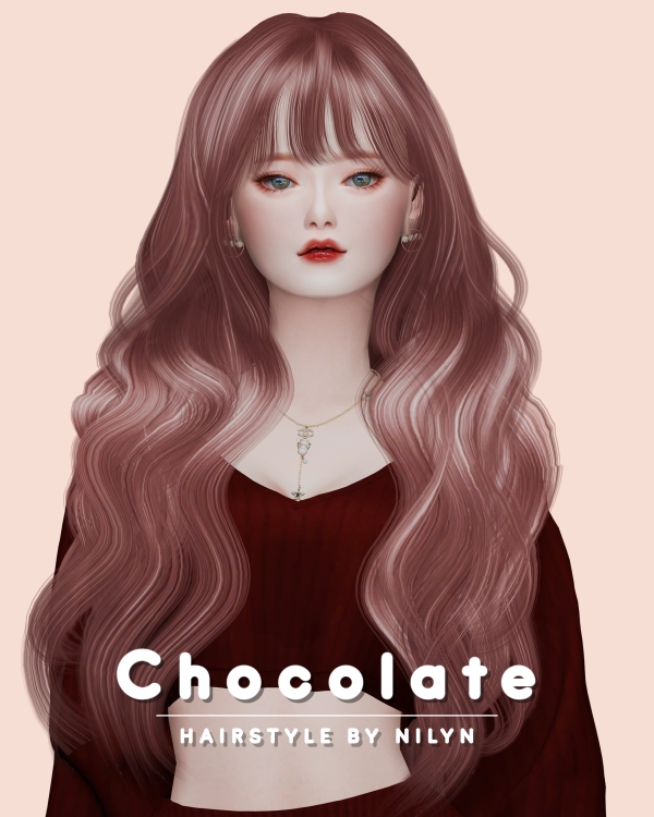 Alpha Chocolate Hair Sims 4 by nilynsims - The Sims 4 Custom Content