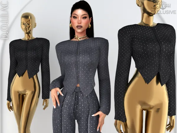 Alpha Crystal Embellished Suiting Blazer DO0890 - The Sims 4 Custom Content