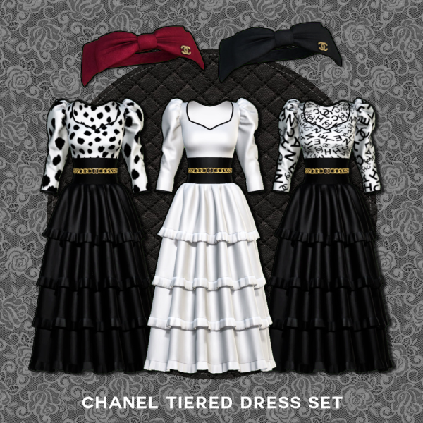 Alpha Tiered Dress Set by euno - The Sims 4 Custom Content