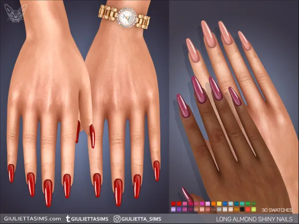 Alpha Long Almond Shiny Nails - The Sims 4 Custom Content