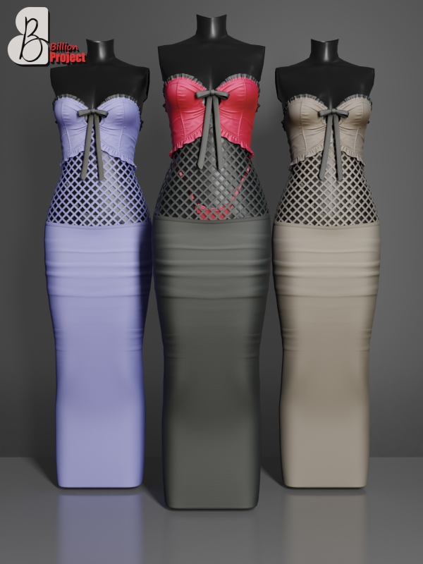Alpha BillionProject Nanta Long Dress by billion_project666 - The Sims 4 Custom Content