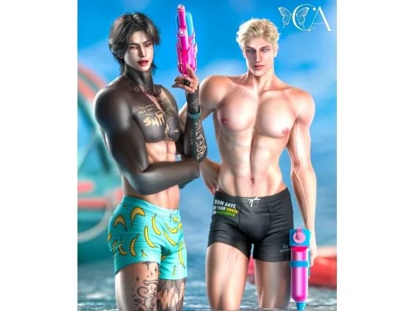 Mix [CA19] Beach Day 2 Posepack - The Sims 4 Custom Content