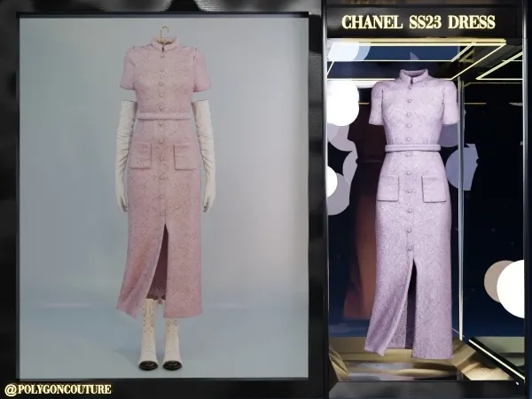 Alpha Chanel SS23 Dress - The Sims 4 Custom Content