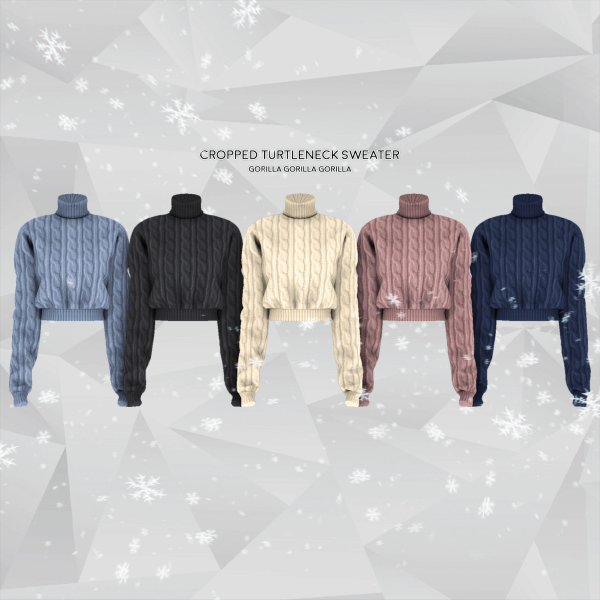 Alpha Cropped Turtleneck Sweater by simsfinds - The Sims 4 Custom Content