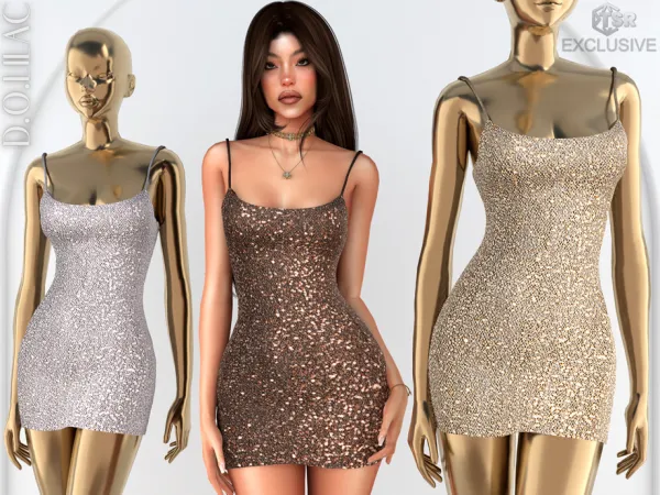 Alpha Sequin Mini Dress DO0924 by DOLilac - The Sims 4 Custom Content