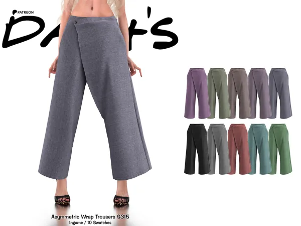 Alpha Daph's Asymmetric Wrap Trousers S315 - The Sims 4 Custom Content