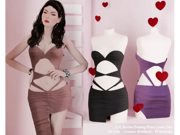 Alpha ILN Bunnko Evening Dress - The Sims 4 Custom Content