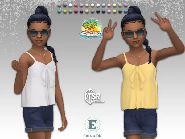 Alpha ErinAOK Vacation Vibes Girls Top 080325 - The Sims 4 Custom Content