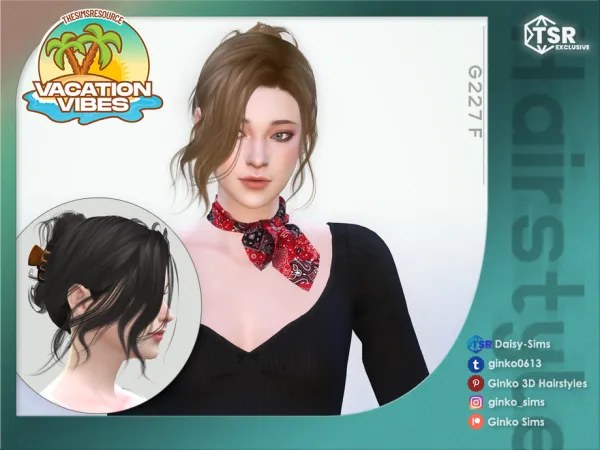 Alpha Updo Hair with Claw Clip Ginko 227 Sims by Daisy - The Sims 4 Custom Content