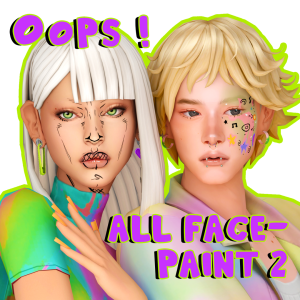 Maxis Match Oops All Facepaint 02 by simsfinds - The Sims 4 Custom Content