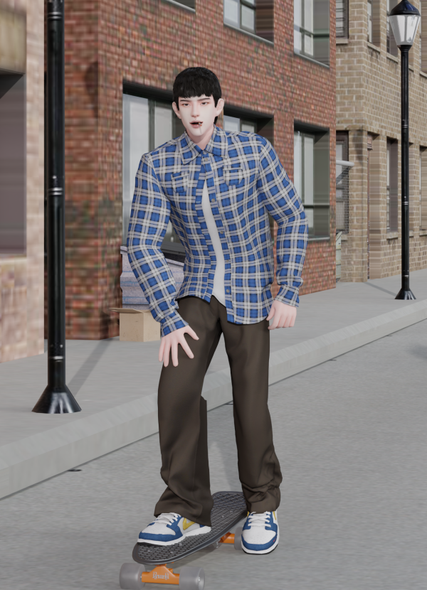 Alpha City boy shirts wide slacks by simsfinds - The Sims 4 Custom Content
