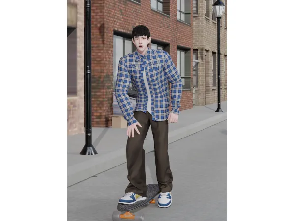 Alpha City boy shirts wide slacks by XION - The Sims 4 Custom Content