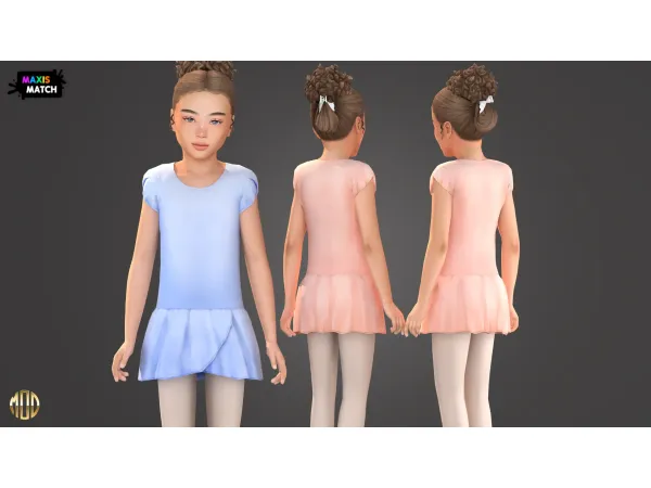 Maxis Match Ballerina Dress Child by Modco Studios - The Sims 4 Custom Content