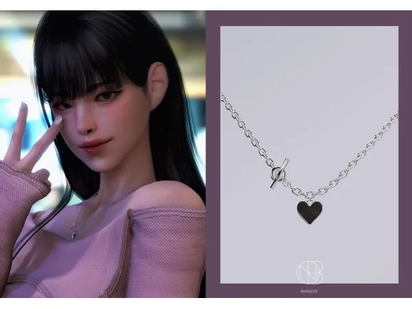 Alpha [Bongddi] Heart necklace - The Sims 4 Custom Content