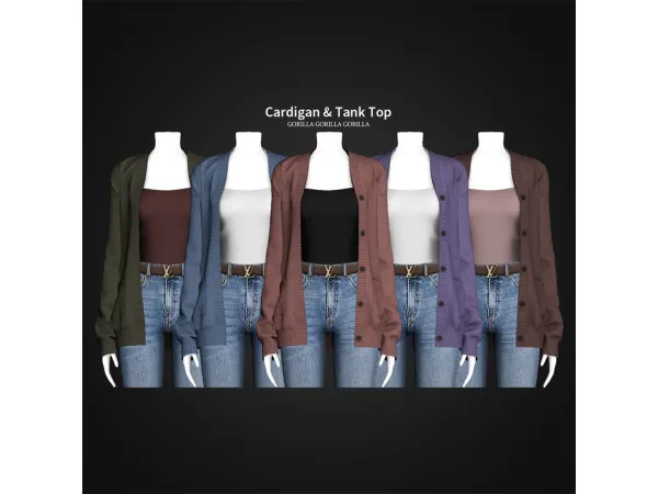 Alpha Cardigan Tank Top - The Sims 4 Custom Content