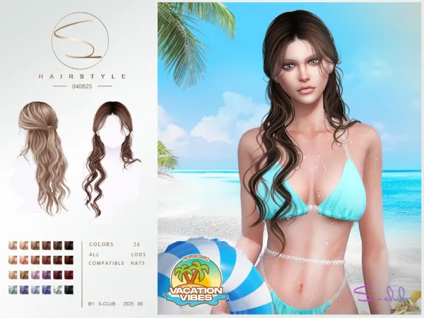 Alpha S Club 040825 Wet hairstyle - The Sims 4 Custom Content
