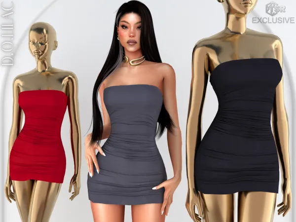 Alpha Strapless Jersey Mini Dress DO0902 - The Sims 4 Custom Content