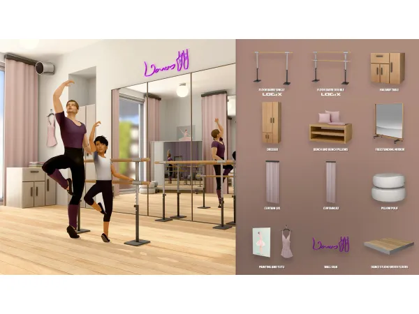 Maxis Match DANCE STUDIO 1 by ModCo Studios - The Sims 4 Custom Content