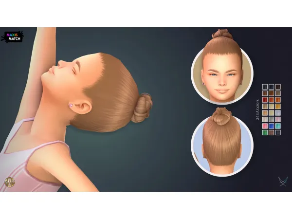Maxis Match Dance Studio Alicia Hairstyle Child by Modco Studios - The Sims 4 Custom Content