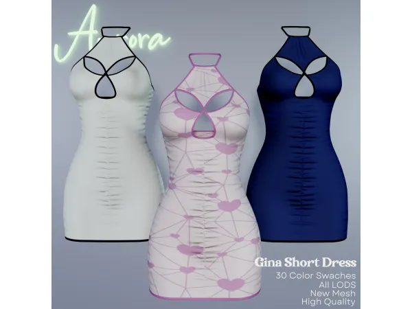 Alpha AU_Gina Short Dress - The Sims 4 Custom Content