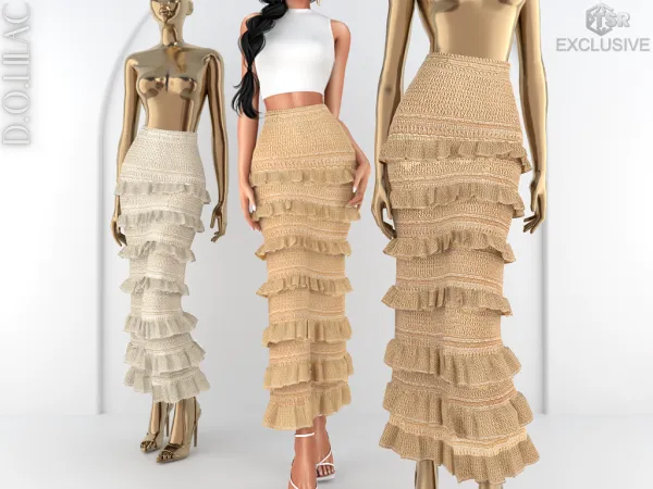Ruffled Metallic Lace Skirt DO0909