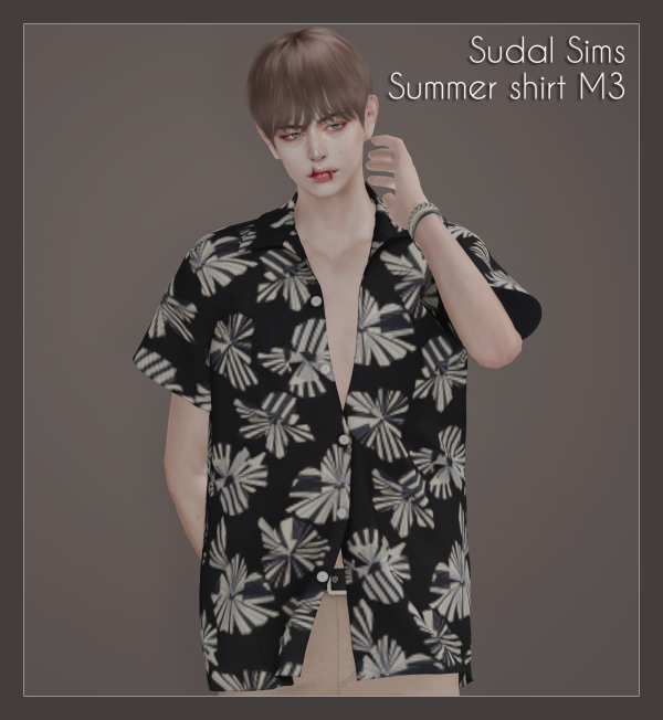 Alpha Summer shirt M3 sims by simsfinds - The Sims 4 Custom Content