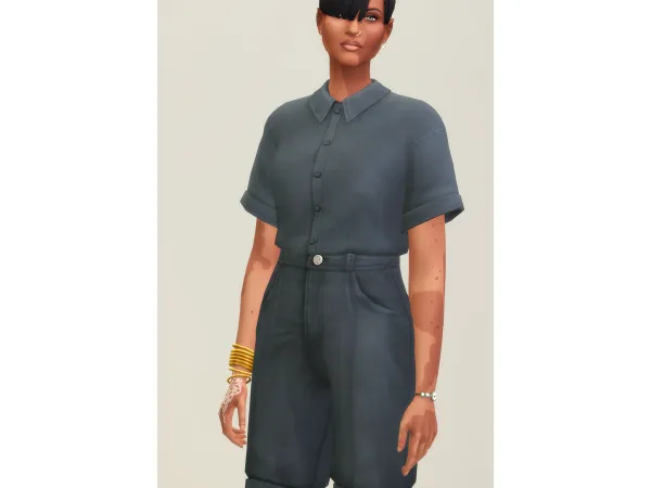Maxis Match Short sleeved shirt SS21 Basic Pants IV (30 color) by Rusty's - The Sims 4 Custom Content