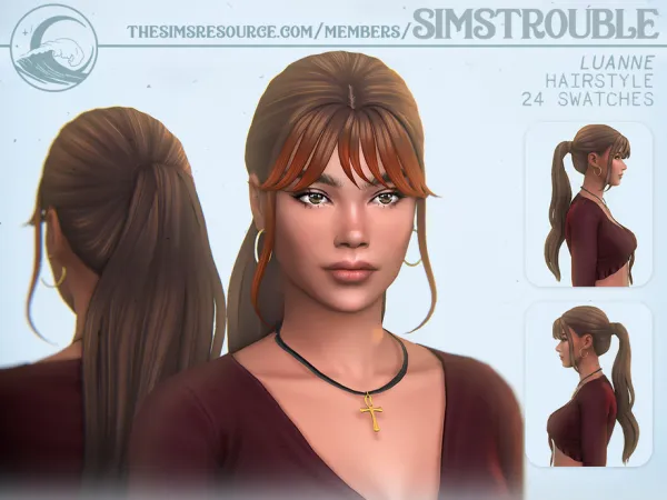 Maxis Match Luanne Hairstyle Ponytail Version by simstrouble - The Sims 4 Custom Content