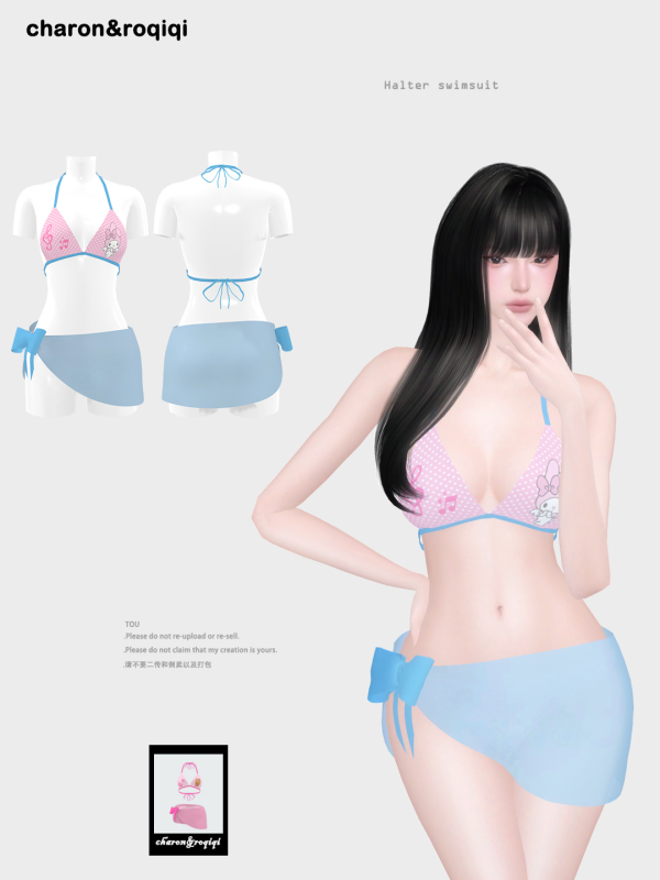 Alpha [charonroqiqi]Halter swimsuit by simsfinds - The Sims 4 Custom Content