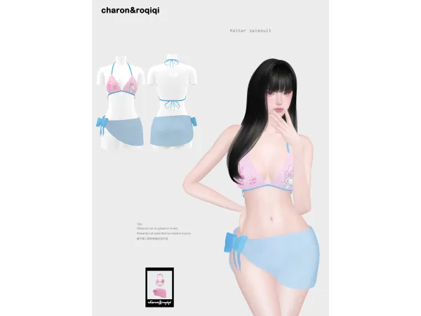 Alpha [charonroqiqi]Halter swimsuit - The Sims 4 Custom Content