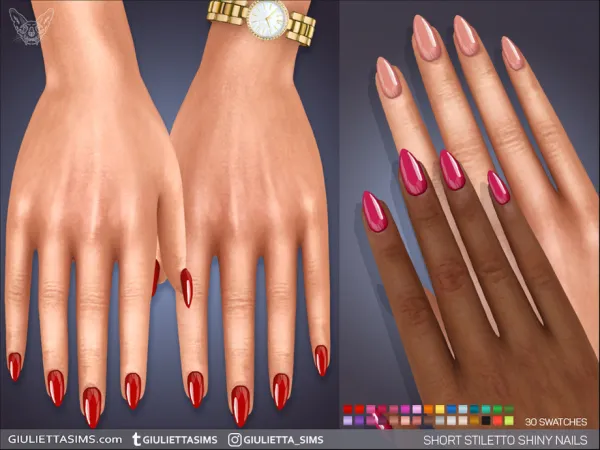 Alpha Short Stiletto Shiny Nails - The Sims 4 Custom Content