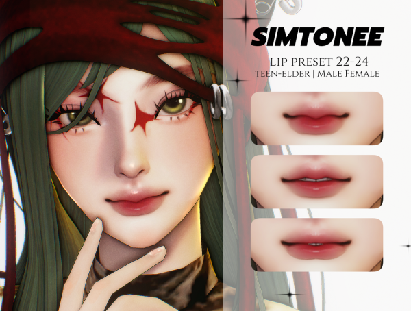 Alpha Lip Preset 22 24 by simsfinds - The Sims 4 Custom Content