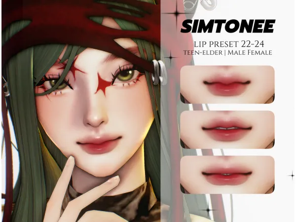 Alpha Lip Preset 22 24 by Simtonee - The Sims 4 Custom Content