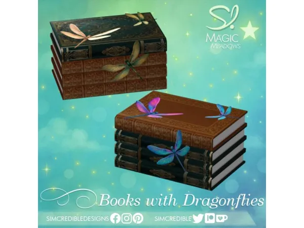 Alpha Books with dragonflies u227du0f0fu227c - The Sims 4 Custom Content