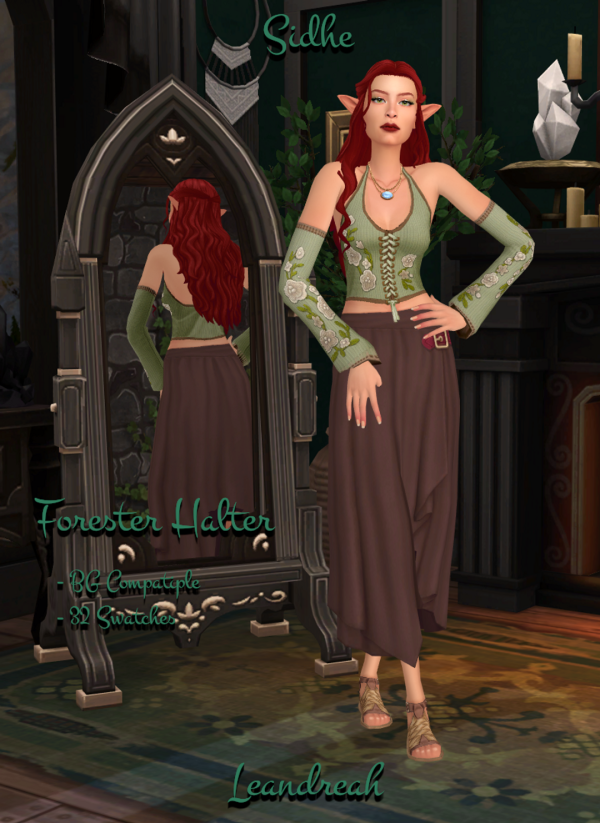 Maxis Match Sidhe Forester Halter Top by simsfinds - The Sims 4 Custom Content