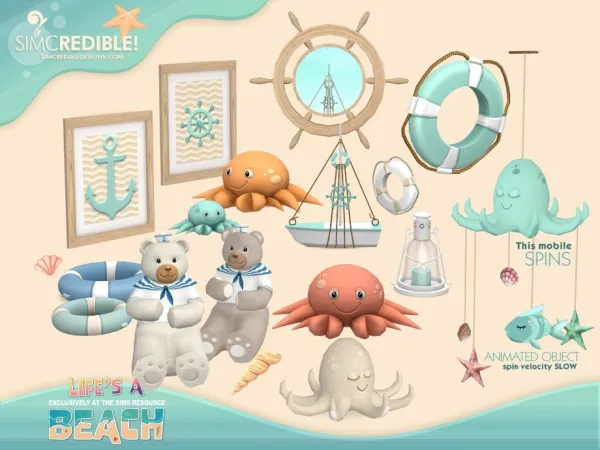 Alpha Life's a Beach Happy Tides Decor - The Sims 4 Custom Content