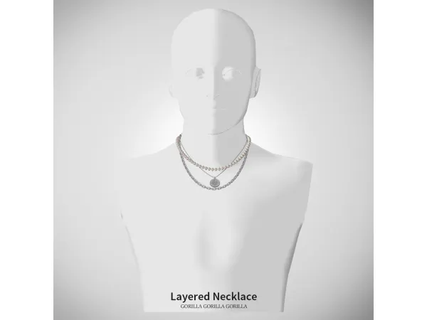 Alpha [Gorilla Gorilla Gorilla] Layered Necklace - The Sims 4 Custom Content